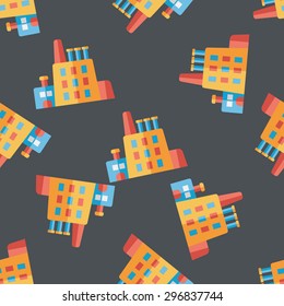 Building factory flat icon,eps10 seamless pattern background