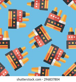Building factory flat icon,eps10 seamless pattern background
