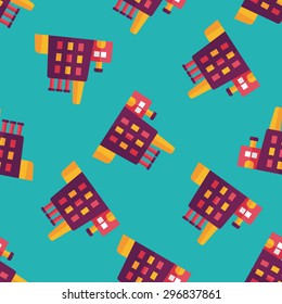 Building factory flat icon,eps10 seamless pattern background