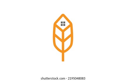 building with feather symbol logo design