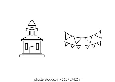 Building and festive bunting architecture structure