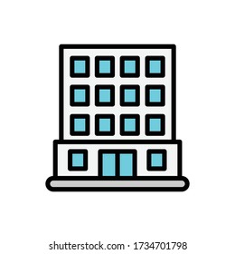 Building with filled line icon vector illustration