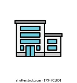 Building with filled line icon vector illustration