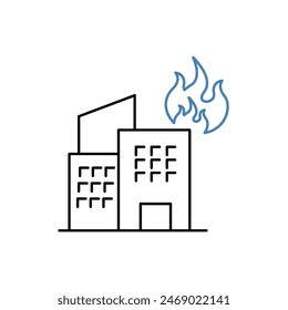 building fire concept line icon. Simple element illustration. building fire concept outline symbol design.