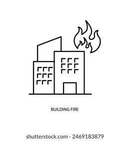 icono de línea de concepto de fuego de construcción. Ilustración simple del elemento. diseño del símbolo del esquema del concepto del fuego del edificio.