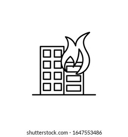 Building, fire icon. Simple line, outline vector elements of natural disasters icons for ui and ux, website or mobile application