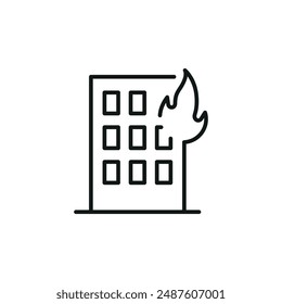 Building fire icon. Simple building fire icon for social media, app, and web design. Vector illustration.