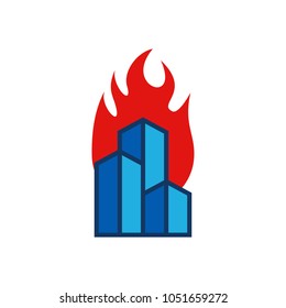 Building Fire Logo Icon Design