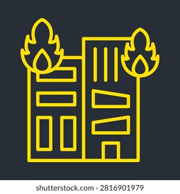 Building Fire trendy vector illustration in flat style beautiful dark background.eps