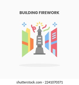 Building Firework icon flat. Vector illustration on white background. Can used for web, app, digital product, presentation, UI and many more.