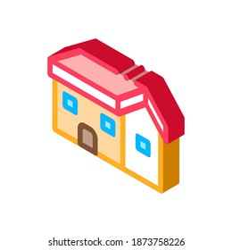 building fixed roof icon vector. isometric building fixed roof sign. color isolated symbol illustration