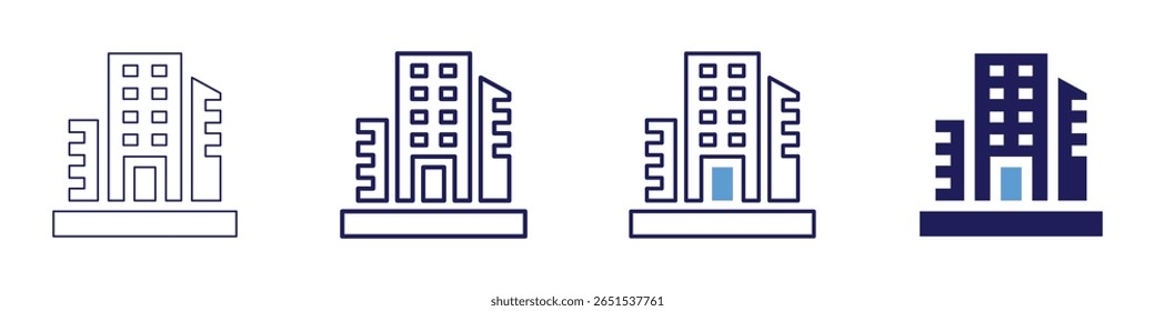 Building fixtures icon in 4 different styles. Thin Line, Line, Bold Line, Duotone. Duotone style. Editable stroke.