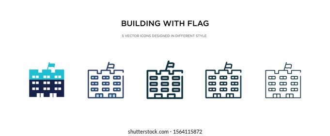 building with flag icon in different style vector illustration. two colored and black building with flag vector icons designed in filled, outline, line and stroke style can be used for web, mobile,