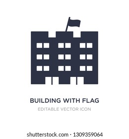 building with flag icon on white background. Simple element illustration from Buildings concept. building with flag icon symbol design.