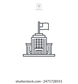 Building with a Flag Icon theme symbol vector illustration isolated on white background