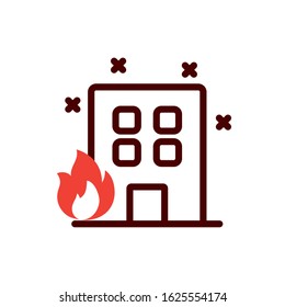 Building with flame design, Emergency rescue save department 911 danger help safety and aid theme Vector illustration