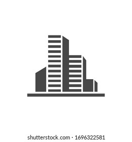 Building Flat Icon Black and White Vector Graphic