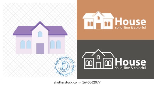 building flat icon. line icon