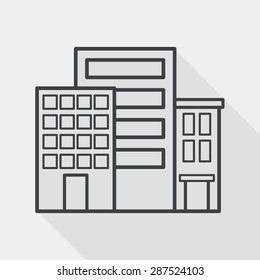 Building flat icon with long shadow, line icon