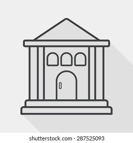 Building flat icon with long shadow, line icon