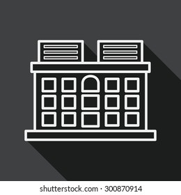 Building flat icon with long shadow, line icon