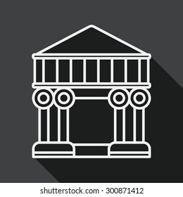 Building flat icon with long shadow, line icon