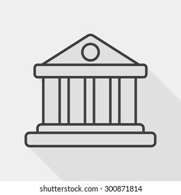 Building flat icon with long shadow, line icon