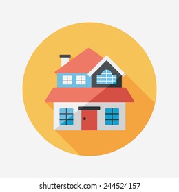 Building flat icon with long shadow,eps10