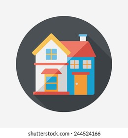 Building flat icon with long shadow,eps10