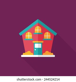 Building flat icon with long shadow,eps10