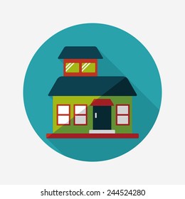 Building flat icon with long shadow,eps10