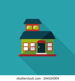 Building flat icon with long shadow,eps10