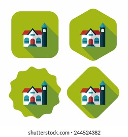 Building flat icon with long shadow,eps10