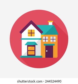 Building flat icon with long shadow,eps10