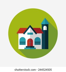 Building flat icon with long shadow,eps10