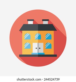 Building flat icon with long shadow,eps10
