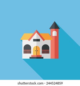 Building flat icon with long shadow,eps10
