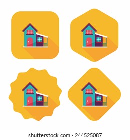 Building flat icon with long shadow,eps10