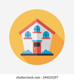 Building flat icon with long shadow,eps10