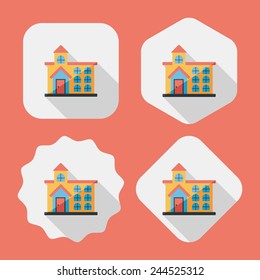 Building flat icon with long shadow,eps10