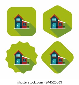 Building flat icon with long shadow,eps10