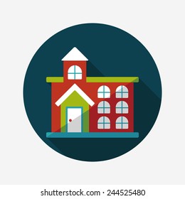 Building flat icon with long shadow,eps10