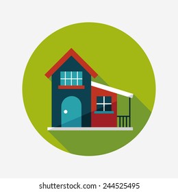 Building flat icon with long shadow,eps10