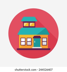 Building flat icon with long shadow,eps10