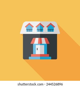 Building flat icon with long shadow,eps10