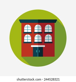 Building flat icon with long shadow,eps10