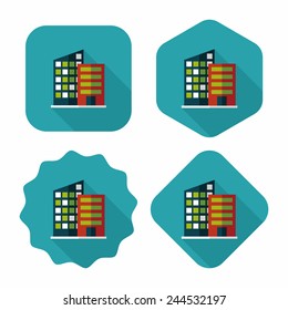 Building flat icon with long shadow,eps10
