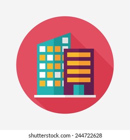 Building flat icon with long shadow,eps10