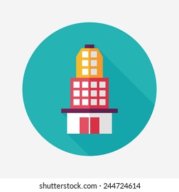 Building flat icon with long shadow,eps10