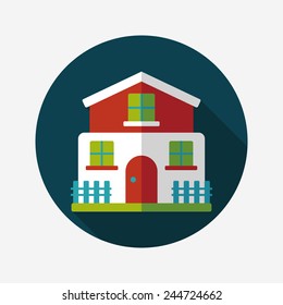 Building flat icon with long shadow,eps10